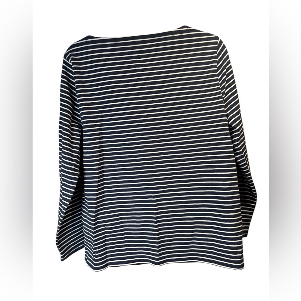 NWT J. Crew Navy Blue White Stripe Long Sleeve Shirt Square Neck Size Large - Picture 3 of 6